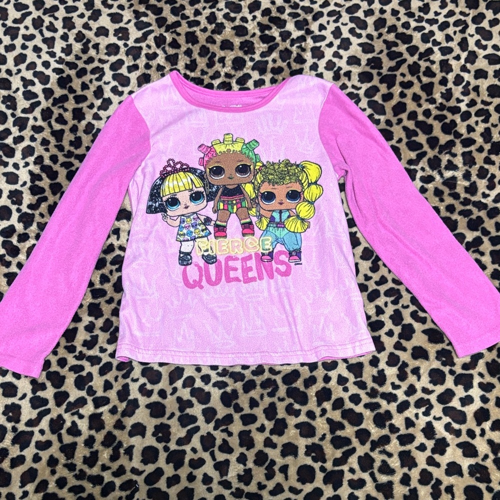 L.O.L. Surprise! Pink and White Long Sleeve Pajama Shirt Size 6/6X